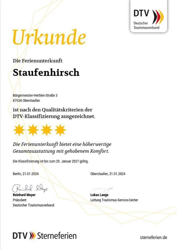 Staufenhirsch Apartment Oberstaufen Zewnętrze zdjęcie